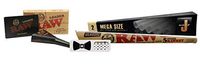 JWare Pre-Rolled Mega Size Cones, RAW 5 Stage RAWket, Cone Filler, with Hippie Butler Grinder Card – 4 Item Bundle