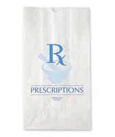 6-1/4" x 3-13/16" x 12-1/2" White Paper Pharmacy Bags with Printed Message - (35 lb.) (500 Bags) - AB-175-14-03