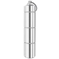 Meta-U –Silver Aluminium Pill Container –3 Compartments Pill Case - with Key Ring – Waterproof Storage – for Emergency Cash|Flint|Toothpick|Fishing Thread- 1 Pcs