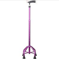WW Elderly Four-Foot Cane Telescopic Aluminum Alloy Non-Slip Walker Crutch, Purple