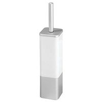 InterDesign Metro Rustproof Aluminum Toilet Bowl Brush and Holder for Bathroom Storage - Silver/White