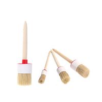 HEALLILY Chalk Paint Wax Brush Set Natural Bristle Round Paint Brushes Tool for Furniture Home Decor Waxing 4PCS