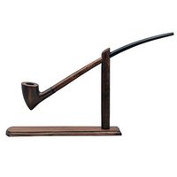 #83 Extra long brown smooth churchwarden tobacco smoking pipe with stand from Golden Pipe (Poland)