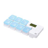 Healifty Portable Pill Box 7 Compartments Pill Dispenser with Alarm Reminders Portable Travel Pill Case Pill Organiser with Digital Timer Without Battery (Sky-Blue)