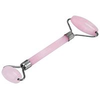 Walfront Rose Quartz Crystal Double-head Beauty Roller Neck Face Roller Massager Slimming Tool (Silver)