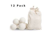 Laundry Wool Dryer Balls- Pack of 12,XL by Klickpick Home 100% Hand Made Organic Natural Fabric Softener,Unscented, Reduce Wrinkles, Shorten Drying Time, Anti Static Felted Wool Clothes Dryer Balls