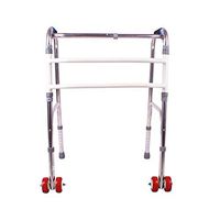 LHQ-HQ Walking Frame, Folding Lightweight Rollator, Adjustable Foldable Stainless Steel Walking Frame Walker Mobility Aid Medical Equipment (Wheeled) Non-Slip Walking Stick with Hospital