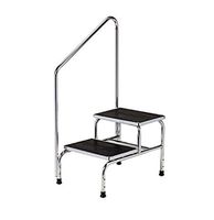 Chrome two-step step stool with handrail