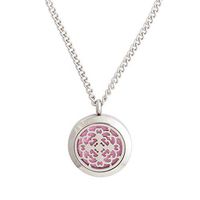 Cross Essential Oil Diffuser Necklace Stainless Steel Locket t with 24" Chain + 5 Refill Pads