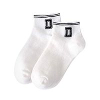 Putars Ready Stock 1 Pair of Korea Fashion Women Double Lines Letter Comfortable Socks