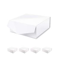 MALICPLUS 5 Gift Boxes 1０x1０x4 Inches, Square Large Gift Boxes with lids, Bridesmaid Proposal Boxes, Sturdy Boxes Storage Boxes Collapsible Magnetic Closure Gift Boxes (Glossy White Embossing)