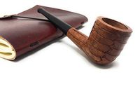High Quality Wood Tobacco Pipe Straight Billiard 6 inches, Detachable Durable Solid Ebony Long stem Carved Design