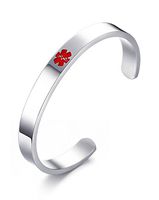 Mealguet Jewelry Free Engraving- New Stainless Steel Polish Medical Alert ID Cuff Bangle Identification Bangle Bracelets