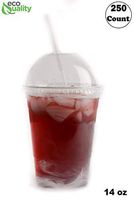 14 oz Cups, 250 Pack | Iced Coffee Go Cups and Dome Lids | Cold Smoothie | Plastic Cups with Dome Lids | Clear Plastic Disposable Pet Cup | Ideal for Coffee, Parfait, Juice, Soda, Cocktail, Party Cups