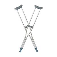 DMI Lightweight Push-Button Adjustable Aluminum Crutches with Pads, Tips and Handgrips Accessories, Child 3’4” to 3’10”, Silver and Gray