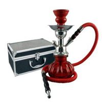 Zebra Smoke: 10" Pumpkin 1-Hose Hookah with Carrying Case (RED)