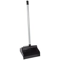 LobbyMaster Plastic Lobby Dustpan, 12" Wide, 37" High, Black Pan/White Handle