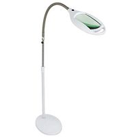 Oteymart Magnifying Lamp 42 LED Lighted Magnifying Glass Floor Lamp Lens Height Adjustable Gooseneck Free Standing Lamp for Reading Full Spectrum