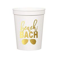 Beach Bach, Beach Bachelorette Party, Metallic Gold and White Stadium Cups, Aviators