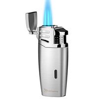 Larruping torch lighter windproof Lighter Triple 3 Jet Flame Gas Butane Refillable Turbo Lighter with Punch and Butane Window（No Gas in It）