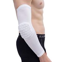 Workouty Arm Brace Elbow Pads Compression Sports Sleeves for Baseball Basketall Tennis Workout (White, L)