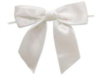 12 White 5" Tied Satin Bows 6" Twist Ties 1-1/2" Ribbon All Occasion Crafts Gift Party Supplies tokocathy