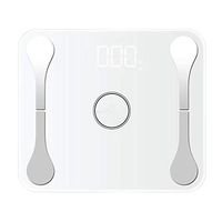 LCD Digital Body Fat Scale USB Charging Body Weighing Smart Voice Bluetooth App Electronic Scales for Apple/iOS Bathroom Scale,White