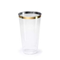 " OCCASIONS" 400 pcs Wedding Party Disposable Plastic tumblers Cups (10 Oz, Clear with Gold Rimmed Tumbler)