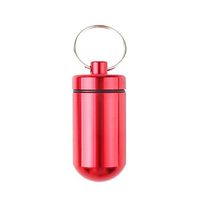 Keyzne 1Pc Aluminum Pill Box Case Medicine Bottle Holder Container Keychain Red Beautiful