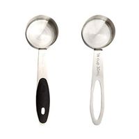 UPKOCH 2pcs Stainless Steel Spoons Measuring Spoons Long Handled Spoons Kitchen Gadget for Restaurant Home Cafe (Spoon + Silicone Cover Spoon Silver + Black)