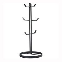 He Xiang Firm Wrought Iron Cup Holder Drain Rack Round Bottom Mug Rack Coffee Cup Holder 6 Home Creative Multi-Functional Rack (Color : Black)