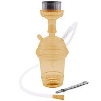 VeeBoost Cup Portable Hookah Set with Shisha Accessories, LED Water Pipe, Flexible Tube, Charcoal Bowl, and Mouth Tip, Enhance Flavors and Aromas with Large Percolator (Orange, Small)