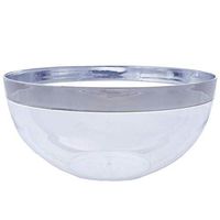 BalsaCircle 8 pcs 2 qt Clear with Silver Rimmed Plastic Round Bowls - Disposable Wedding Party Catering Tableware