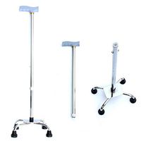 BLUEDYYY Adjustable Quad Cane, for Right Or Left Hand Use, Lightweight Aluminum Offset Cane with Ergonomic Handle,Silver