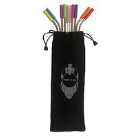 Magpie & Bull Set of 8 Stainless Steel Drinking Straws with Removable Silicone Tips, Cleaning Brushes, and Carrier Bag