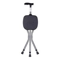 AILSAYA Crutch, Stool, Three-Legged Folding Walker Foldable Walking Stick with Led Light 5 Adjustable Height Load Bearing 100kg Mobility Cane for Disabled and Elderly,Blue