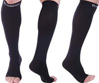 Doc Miller Open Toe Compression Socks 1 Pair 30-40 mmHg (2P, Black, X-Large)