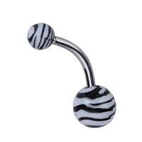 1pc Zebras Print Ball Belly Navel Ring Barbell Button Piercing 14G Color U Pick Beauty For gift Party Unique Creative Women Cheap | Color - White.Black