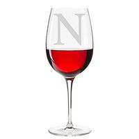 Classic Elegance Initial Engraved 18 oz Wine Glass, Letter N