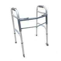 MediChoice Dual-Release Folding Walker/Two Button, Height Adjustable with 5 Inch Wheels, 300 lb. Capacity, Junior, Aluminum, 2867WLK3205 (1 Each)