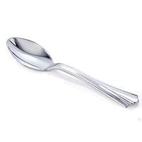 50 Spoons SILVER VISIONS Plastic Silverware, Looks Like Silver Cutlery