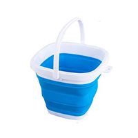 Collapsible Plastic Bucket - Foldable Circular Square Tub - Portable Fishing Water Pail - Space Saving Outdoor Waterpot 5L 10L (Square-Blue 10L)