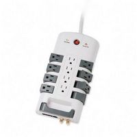 Compucessory 8-Rotating Outlets Surge Protector - 12 Receptacle(s) - 4320 J - Fax/Modem/Phone, Network