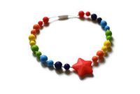 Star Silicone Oral Sensory Autism Chewable Chew Necklace 20'' - Bitey Beads (Rainbow Star)