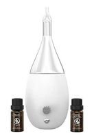 VINEVEDA Nebulizer Aromatherapy Diffuser With Oils - Raindrop Waterless Diffuser With A Choice of A Relaxing Essential Oils Blend or Germ Fighting Blend or Both, Wood and Glass