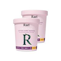 Rael Organic Cotton Compact Tampons - Plant Based Applicator, Chlorine Free, Compact Applicator with Leak Locker Technology (36ct Total), Pack of 2 (Regular)
