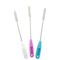 Honbay Pack of 3 Bottle Brushes with Handle, Baby Bottle Cleaner Brush, Soft Nylon Bristles, Stainless Steel and Plastic Handle, 7mm bristles x 150mm, Also Great for Straw Cleaning