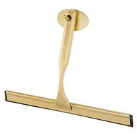 mDesign Bathroom Shower Squeegee for Shower Door, Windows, Mirrors - Includes Self-Adhesive Hook for Hanging - Champagne