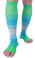 Doc Miller Premium Calf Compression Sleeve Dress Series 1 Pair 20-30mmHg Strong Calf Support Cute Toeless Socks Running Recovery Shin Splints Varicose Veins XL 2XL (Open Toe GreenBlueGray, Small)