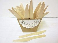 100 Pcs Disposable Wooden Forks Natural Birch Wood Biodegradable Utensils Cutlery Eco-Friendly Green, Suitable for Wedding, Birthday , Other Occasions(Knife,6.3）